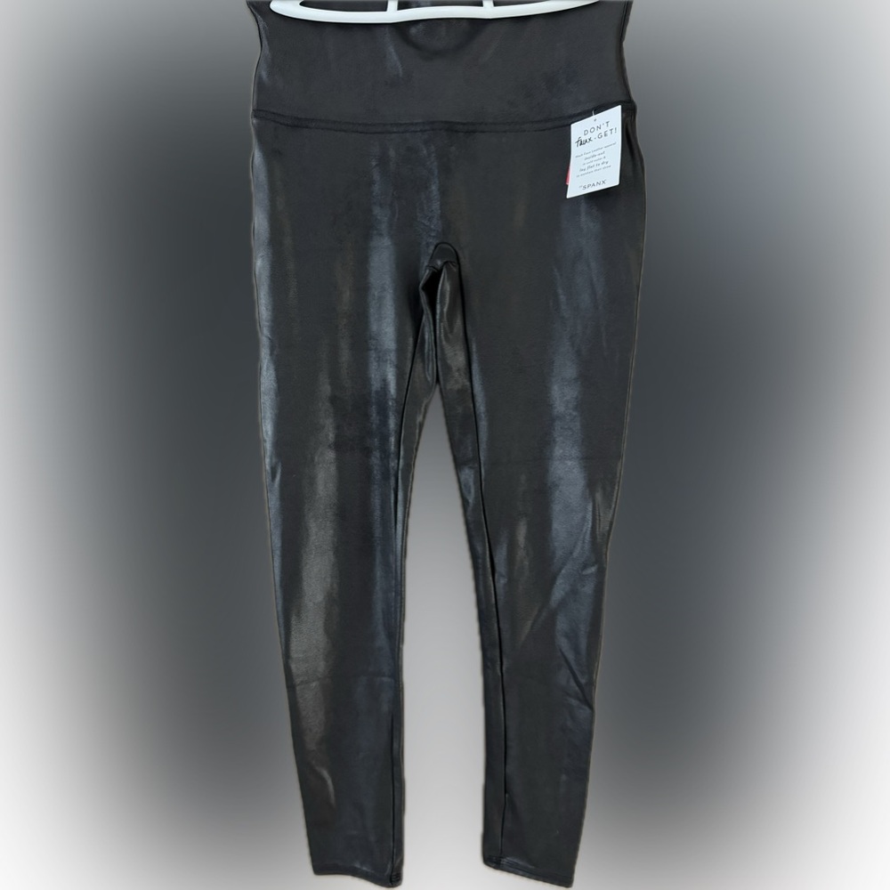 SPANX Shiny Black Faux Leather Leggings